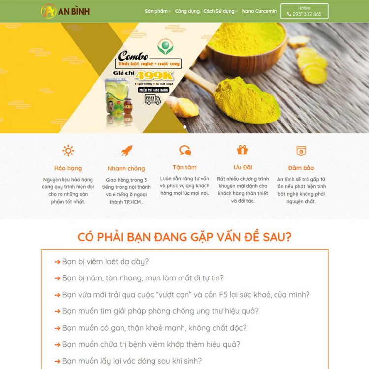 theme wordpress tinh bột nghệ